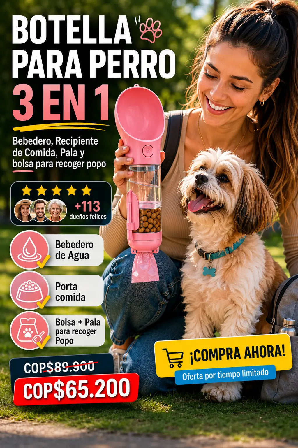 Bebedero para perros Multifuncional 3 en 1