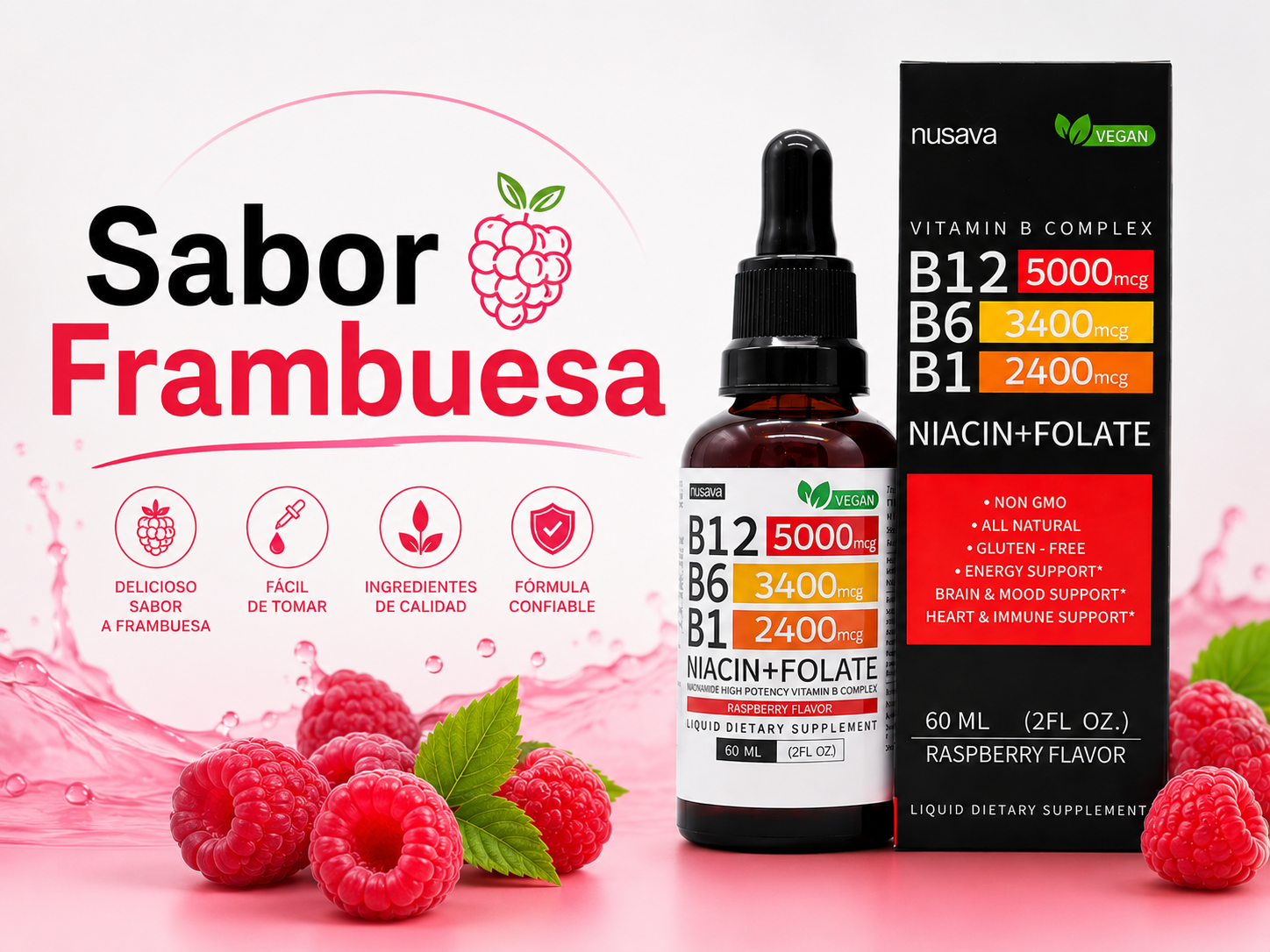 Vitamina B12 - sabor frambuesa